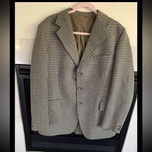 vtg James Pringle Tweed Wool Houndstooth Sportcoat 44R Blazer Jacket academia